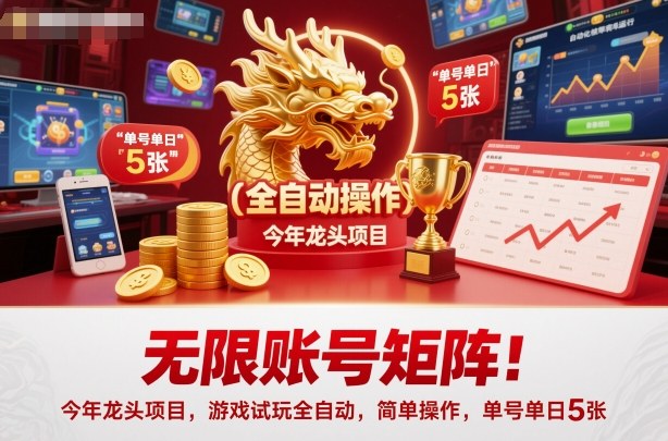无限账号矩阵！今年龙头项目，游戏试玩全自动，简单操作，单号单日5张【揭秘】-HEIXXXMI