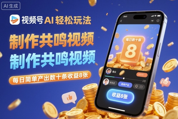 视频号AI轻松玩法，制作共鸣视频，每日简单产出数十条收益8张-HEIXXXMI