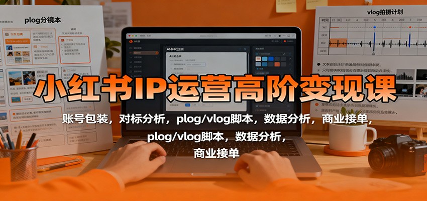 小红书IP运营高阶变现课：账号包装，对标分析，plog/vlog脚本，数据分析，商业接单-HEIXXXMI
