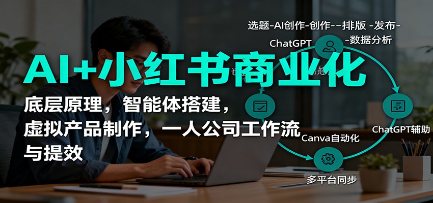 AI+小红书商业化，底层原理，智能体搭建，虚拟产品制作，一人公司工作流与提效-HEIXXXMI