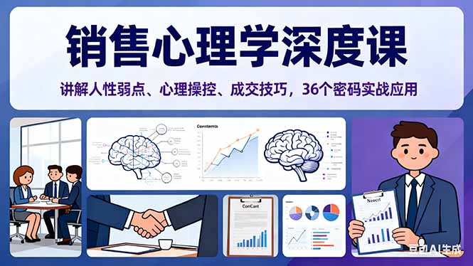 销售心理学深度课，讲解人性弱点、心理操控、成交技巧，36个密码实战应用-HEIXXXMI