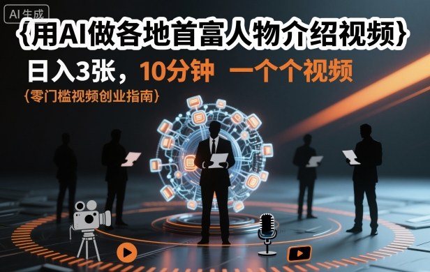 用AI做各地首富人物介绍视频，日入3张，10分钟一个视频-HEIXXXMI