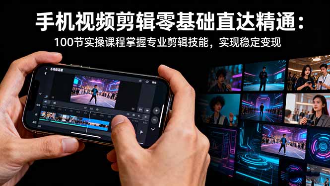 手机视频剪辑零基础直达精通：100节实操课程掌握专业剪辑技能，实现稳...-HEIXXXMI