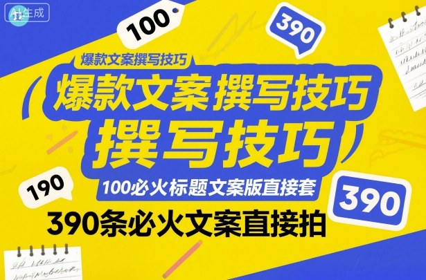 爆款文案撰写技巧，100个必火标题文案模版直接套，390条必火文案直接拍-HEIXXXMI