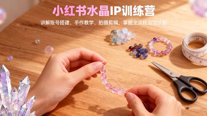 小红书水晶IP训练营，讲解账号搭建、手作教学、拍摄剪辑，全流程运营技能-HEIXXXMI