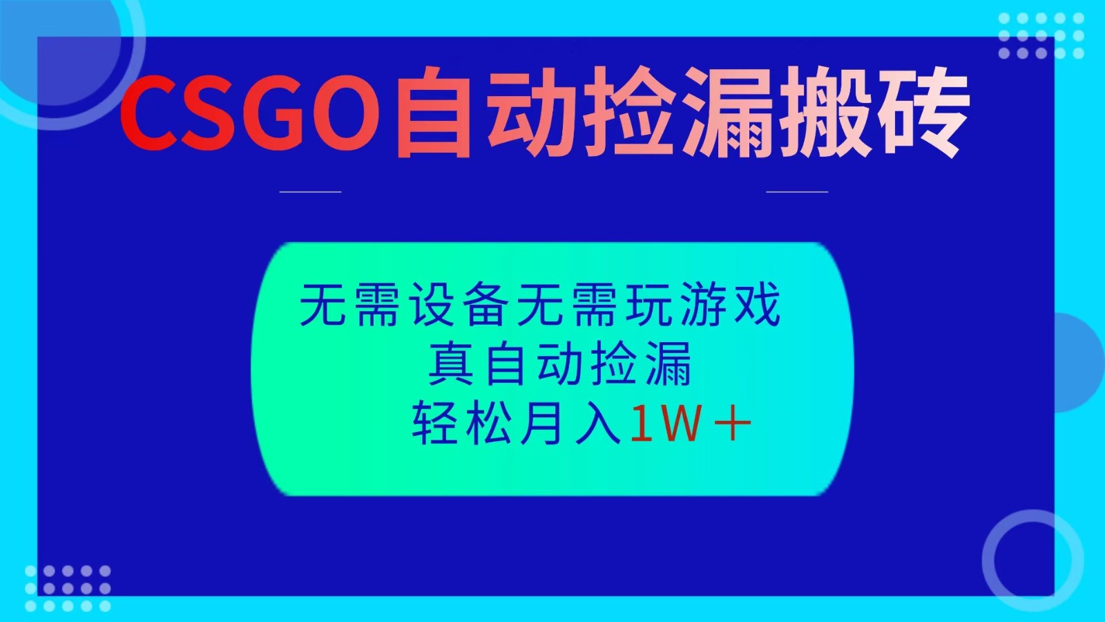 CSGO自动捡漏搬砖，当天操作当天见结果，无需了解游戏，包教包会包落地-HEIXXXMI