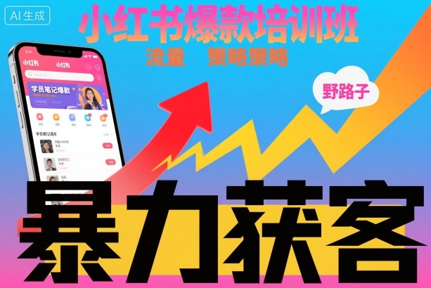 小红书爆款培训班，小红书获客野路子流量打法，暴力持续获客-HEIXXXMI
