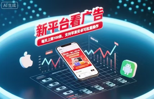 新台看广告，养好机一条5毛到5块，单机日入30到100，支持苹果安卓，可批量操作。-HEIXXXMI