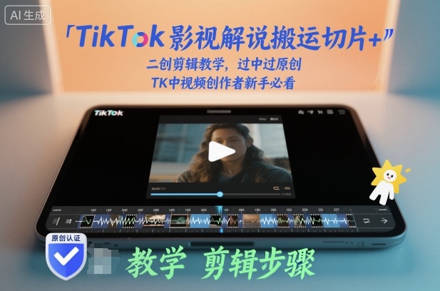 TikTok影视解说搬运切片+二创剪辑教学，过中过原创，TK中视频创作者新手必看-HEIXXXMI