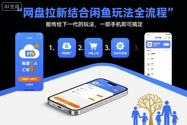 网盘拉新结合闲鱼玩法全流程，能传给下一代的玩法，一部手机即可搞定(附入口渠道以及实操教程)-HEIXXXMI