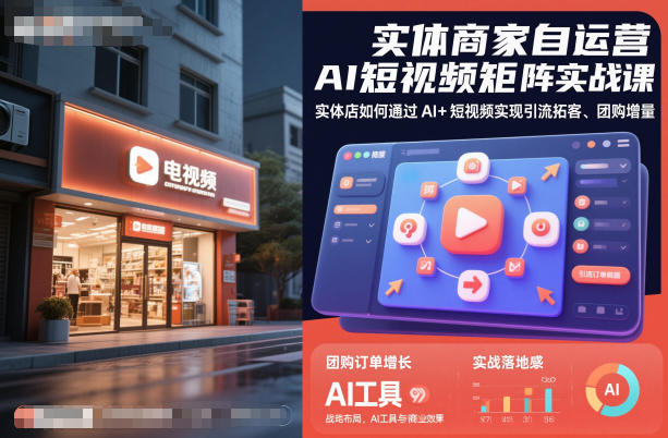 实体商家自运营AI短视频矩阵实战课，实体店如何通过AI+短视频实现引流拓客、团购增量-HEIXXXMI