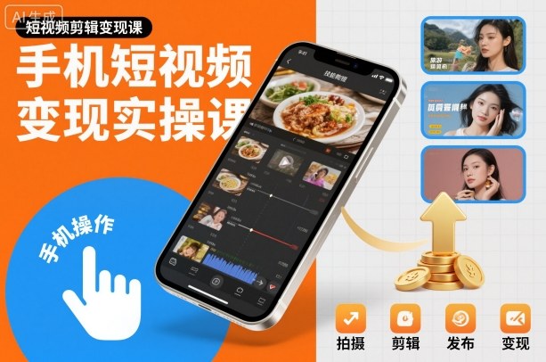 手机短视频变现实操课，短视频剪辑变现课-HEIXXXMI