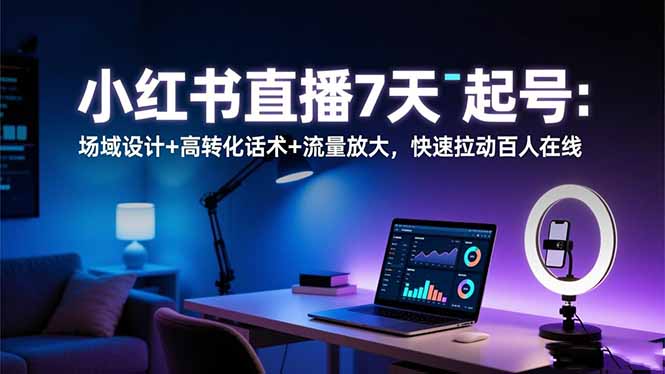 小红书直播7天起号：场域设计+高转化话术+流量放大，快速拉动百人在线-HEIXXXMI