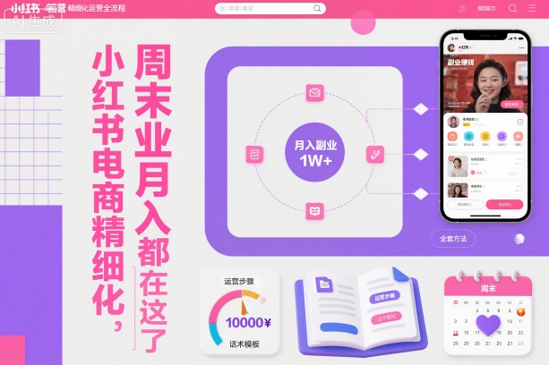 小红书电商精细化运营全流程，周末副业月入1W+，全套方法都在这了-HEIXXXMI