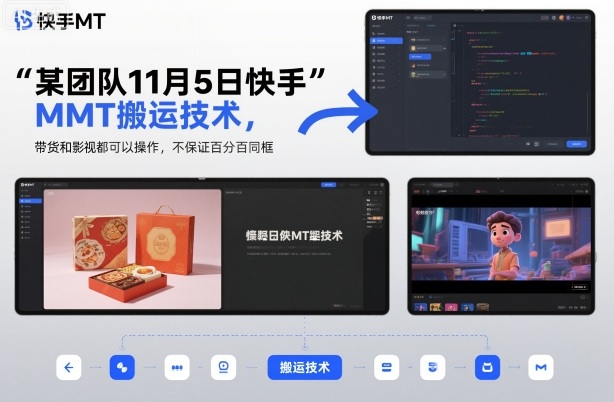 某团队11月5日快手MT搬运技术，带货和影视都可以操作，不保证百分百同框，自测-HEIXXXMI