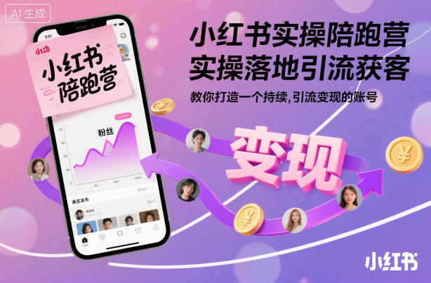 小红书实操陪跑营，实操落地引流获客，教你打造一个持续引流变现的账号-HEIXXXMI