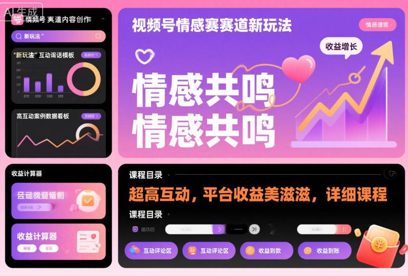 视频号情感赛道新玩法，超高互动，平台收益美滋滋，详细课程-HEIXXXMI