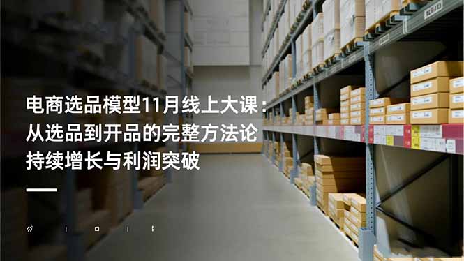 电商选品模型11月线上大课：从选品到开品的完整方法论 持续增长与利润突破-HEIXXXMI