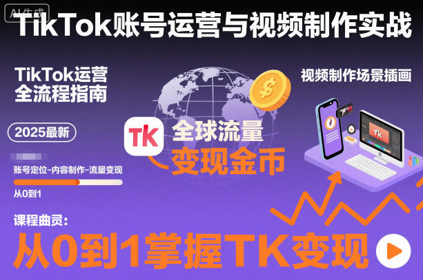 2025最新TikTok账号运营与视频制作实战全流程，从0到1掌握TK变现(含11月最新TK搬运技术)-HEIXXXMI