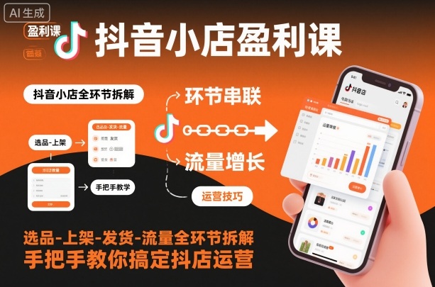 抖音小店盈利课-选品-上架-发货-流量全环节拆解，手把手教你搞定抖店运营-HEIXXXMI