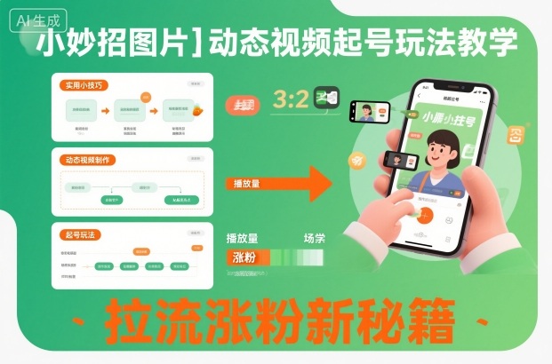 小妙招图片＋动态视频起号玩法教学，拉流涨粉新秘籍-HEIXXXMI