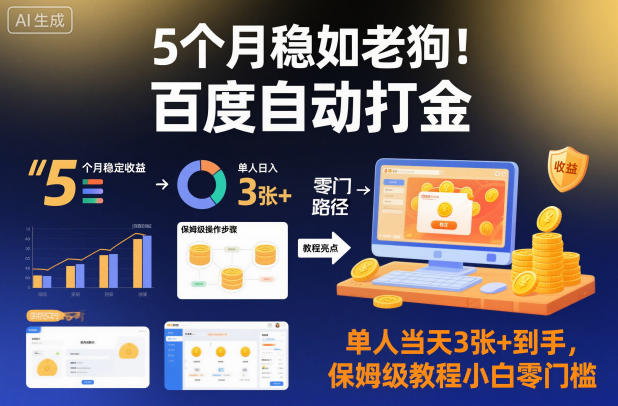 5个月稳如老狗！百度自动打金，单人当天3张+到手，保姆级教程小白零门槛【揭秘】-HEIXXXMI