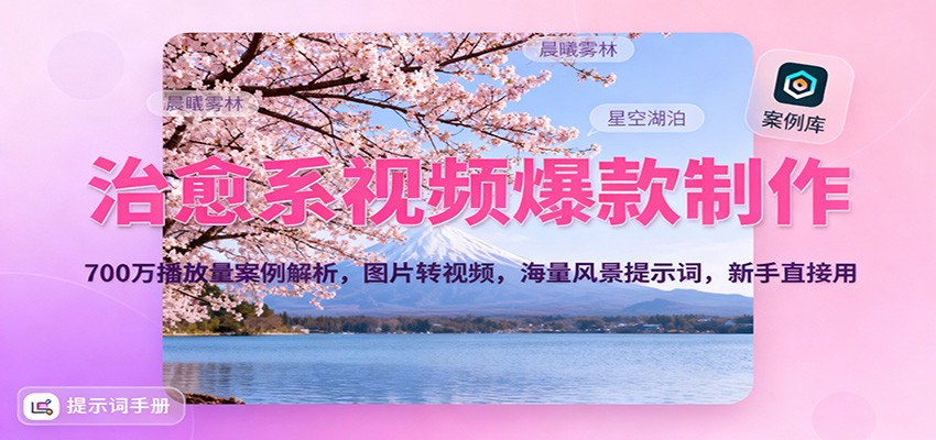 治愈系视频爆款制作，700万播放量案例解析，图片转视频，海量风景提示词，新手直接用-HEIXXXMI