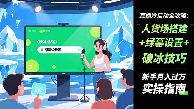 直播冷启动全攻略:人货场搭建+绿幕设置+破冰技巧，新手月入过万实操指南-HEIXXXMI