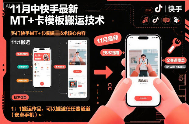 11月中快手最新MT+卡模板搬运技术，1：1搬运作品，可以搬运任何赛道(安卓手机)-HEIXXXMI