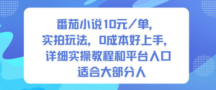 番茄小说10米每单，实拍玩法，0成本好上手，详细实操教程和平台入口适合大部分人-HEIXXXMI