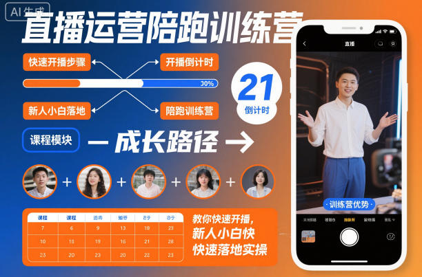 直播运营陪跑训练营，教你快速开播，新人小白快速落地实操-HEIXXXMI