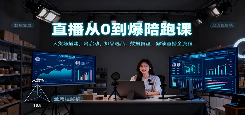 直播从0到爆陪跑课：人货场搭建，冷启动，排品选品，数据复盘，解锁直播全流程-HEIXXXMI