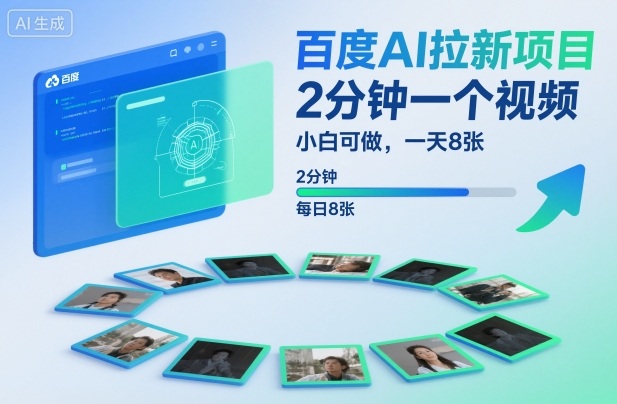 百度AI拉新项目，2分钟一个视频，小白可做，一天8张【附案例+保姆级教程】-HEIXXXMI