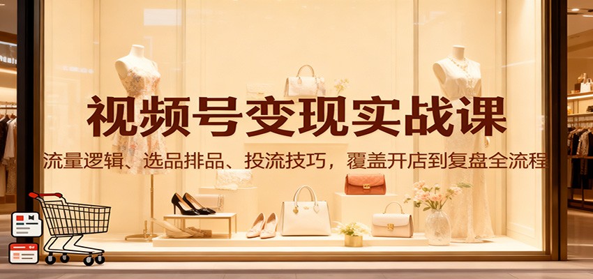 视频号变现实战课：流量逻辑、选品排品、投流技巧，覆盖开店到复盘全流程-HEIXXXMI