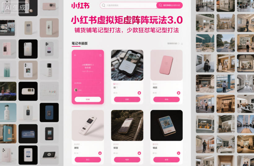 小红书虚拟矩阵玩法3.0，铺货铺笔记型打法，少款狂怼笔记型打法-HEIXXXMI