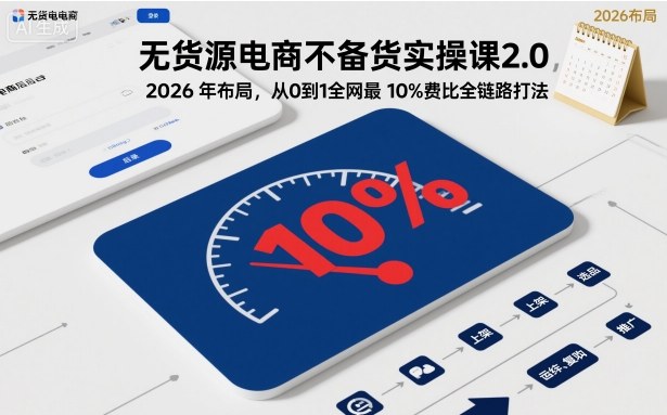 无货源电商不备货实操课2.0，2026年布局，从0到1全网最低10%费比全链路打法【更新】-HEIXXXMI
