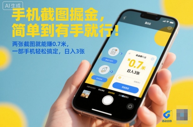手机截图掘金，简单到有手就行！两张截图就能賺0.7米，一部手机轻松搞定，日入3张【揭秘】-HEIXXXMI