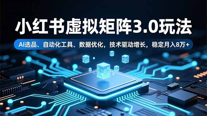 小红书虚拟矩阵3.0玩法，AI选品、自动化工具、数据优化，技术驱动增长，稳定月入8万+-HEIXXXMI
