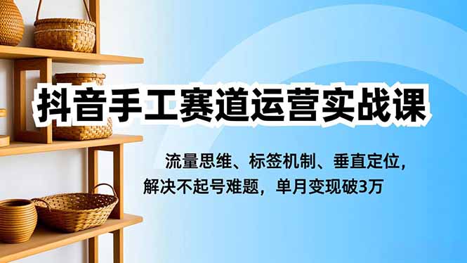 抖音手工赛道运营实战课，流量思维、标签机制、垂直定位，解决不起号难题，单月变现破3万-HEIXXXMI