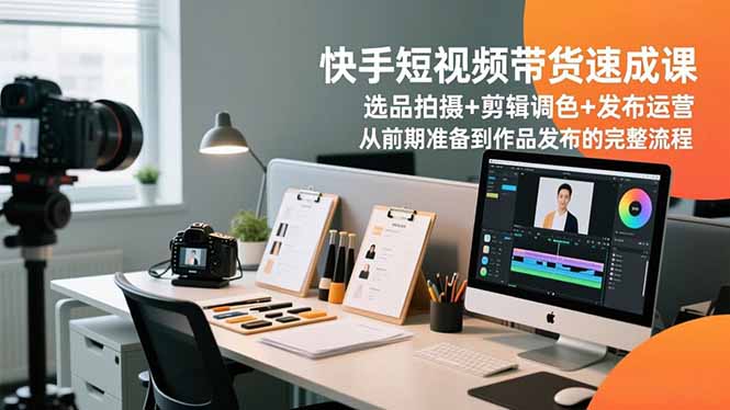 快手短视频带货速成课，选品拍摄+剪辑调色+发布运营，从前期准备到作品发布的完整流程-HEIXXXMI