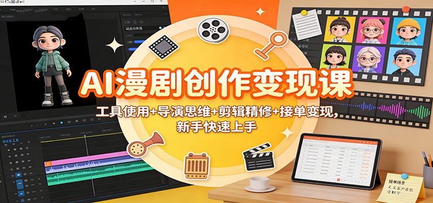 AI漫剧创作变现课：工具使用+导演思维+剪辑精修+接单变现，新手快速上手-HEIXXXMI