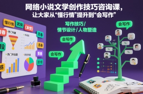网络小说文学创作技巧咨询课，让大家从“懂行情”提升到”会写作”的高度-HEIXXXMI