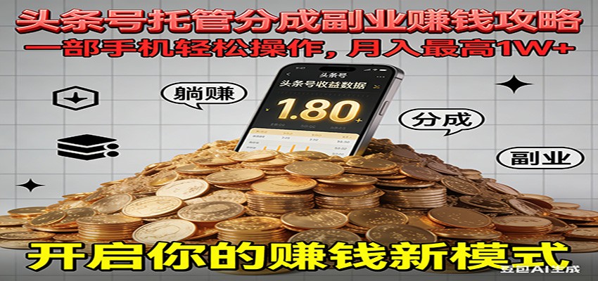 全程托管今日头条，一部手机就可以开干，最高躺赚1W+-HEIXXXMI