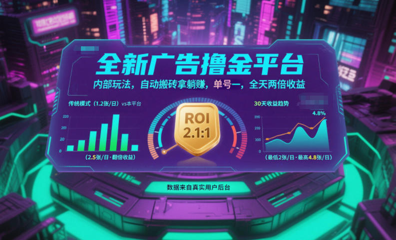 全新广告撸金平台，内部玩法，自动搬砖拿躺賺，单号一天保底2张+，全天两倍收益【揭秘】-HEIXXXMI