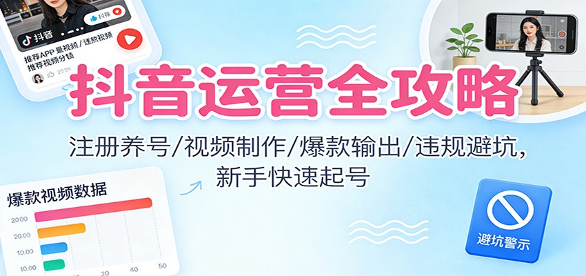 抖音运营全攻略：注册养号/视频制作/爆款输出/违规避坑，新手快速起号-HEIXXXMI