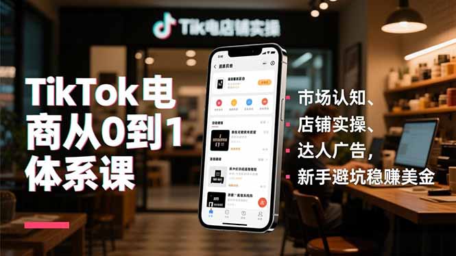 TikTok电商从0到1体系课，市场认知、店铺实操、达人广告，新手避坑稳赚美金-HEIXXXMI