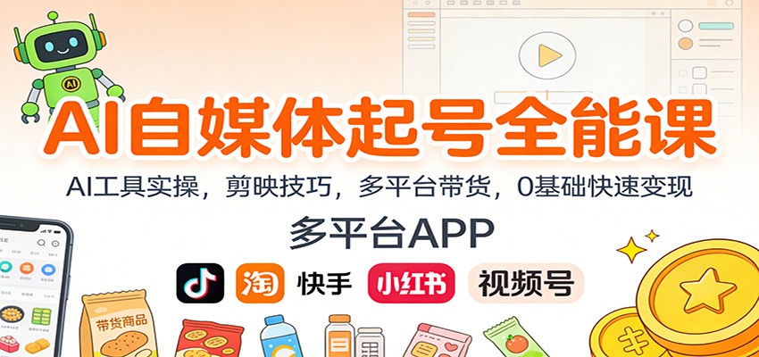 AI自媒体起号全能课：AI工具实操，剪映技巧，多平台带货，0基础快速变现-HEIXXXMI