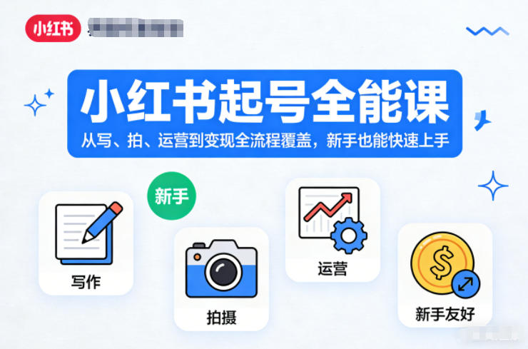 小红书起号全能课，从写、拍、运营到变现全流程覆盖，新手也能快速上手-HEIXXXMI