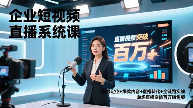 企业短视频直播系统课，账号定位+爆款内容+直播转化+全链路实战，单场直播突破百万销售额-HEIXXXMI