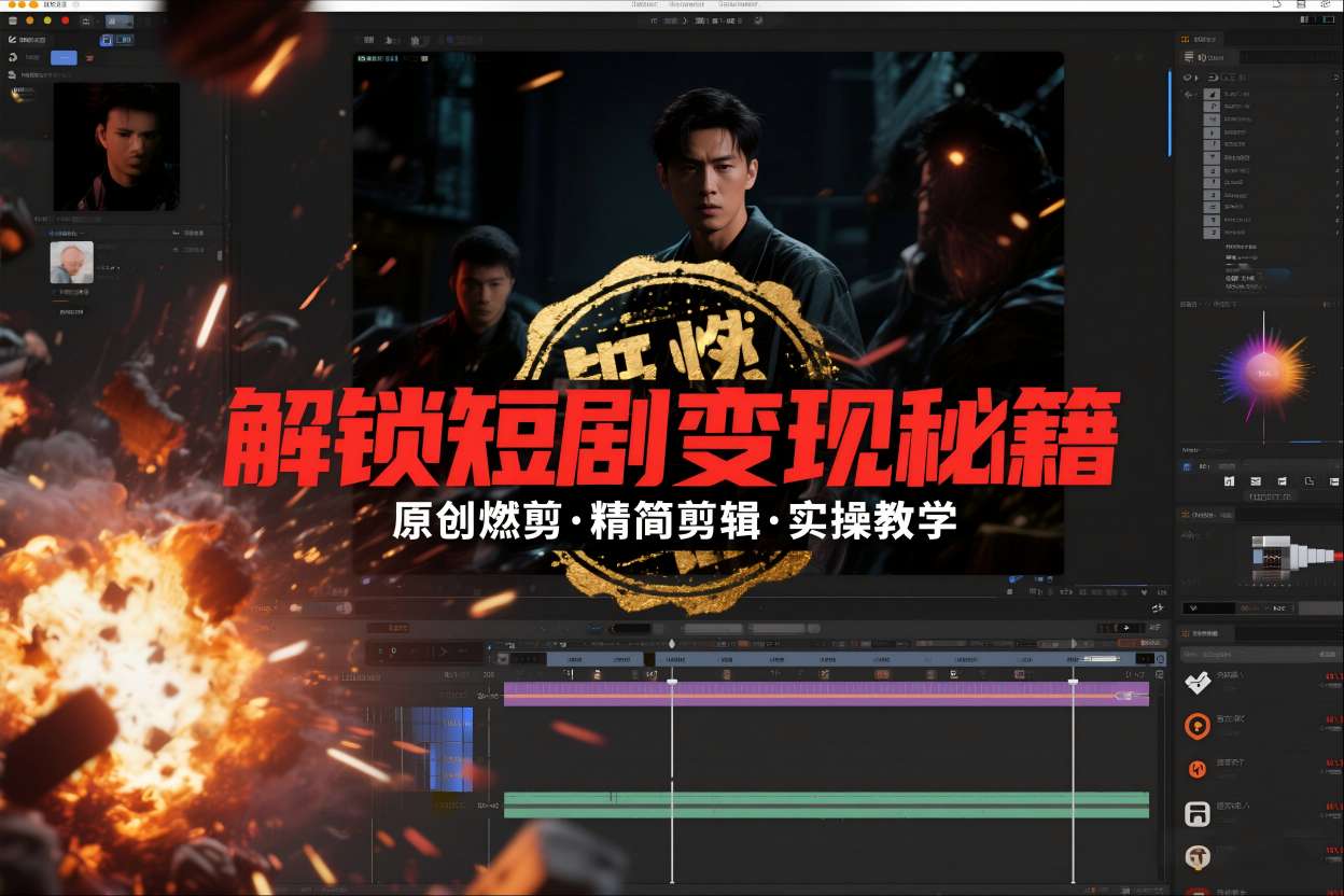 短剧拉新之原创燃剪精简剪辑实操课，解锁短剧变现秘籍-HEIXXXMI